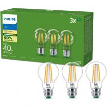 3er Set  Philips LEDclassic Ultra Efficient A60 E27 2,3W wie 60W 806lm 2700K Klar – extrem effiziente Allgebrauchslampe