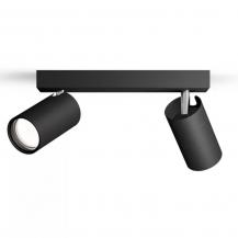 Philips 2er Idris Decken-/Wandspot in Schwarz IP44 - Badezimmer geeignet, dimmbar mit 2 x GU10 Fassung