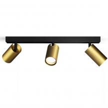 Philips 3er Idris Deckenstrahler in Schwarz/Gold IP44 - Badezimmer geeignet, dimmbar mit 3 x GU10 Fassung