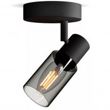 Philips 1er Palms Decken-/Wandspot in Schwarz IP20 - E14 Fassung - aus Glas und Metall