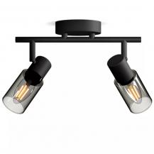 Philips 2er Palms Decken-/Wandspot in Schwarz IP20 - E14 Fassung - aus Glas und Metall