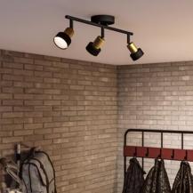 Philips 3er Conduit Decken-/Wandspot in Schwarz/Gold mit 1 x GU10 Fassung IP20