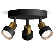Philips 3er Conduit Deckenstrahler in Schwarz/Gold mit 1 x GU10 Fassung IP20