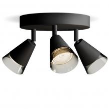 Philips 3er Cleft Decken-/Wandspot in Schwarz IP20 - GU10 Fassung - aus Glas und Metall