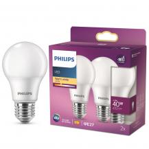2er Sparset PHILIPS E27 LED Lampen in Glühbirnenform weiß satiniert 4.2W wie 40W warmweiss