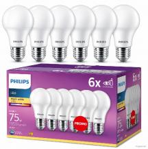 Sparset Philips LED Lampe A60 9,5W wie 75W 1055lm 2700K Warmweiß E27 6er-Pack nicht dimmbar