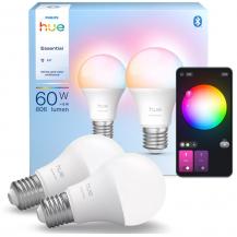 2er Set Philips Hue Essential E27 LED Lampe 8W wie 60W -  RGBW dimmbar