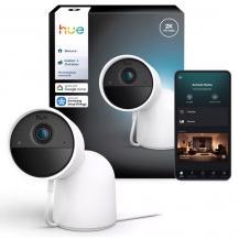 Philips Hue Secure kabelgebundene Smart Home Überwachungskamera mit Standfuß Full HD Video weiß