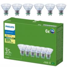 6er Set  Philips UltraEfficient LED GU10 Spot 6er-Pack 2,3W wie 35W 36° 2700K Warmweiß – energieeffiziente Spotbeleuchtung