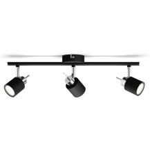 Philips 3er Meranti Deckenstrahler in Schwarz mit 3 x GU10 Fassung IP20 - GU10 Leuchtmittel nicht enthalten