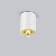 Helestra Runder LED Deckenstrahler NIO dimmbar in mattweiß Blende mattgold