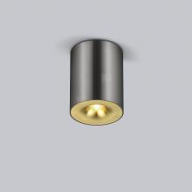 Helestra Runder LED Deckenstrahler NIO dimmbar titangrau eloxiert-gold, Aluminium + Blende mattgold