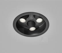 HELESTRA RUN LED Deckeneinbauleuchte 24 W 885 lm 3000 K Warmweiß 3-flammig schwenkbar Schwarz,  Einbaudurchmesser 135–145 mm