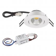Aktion: Nur noch angezeigter Bestand verfügbar - EVN LED Decken-Einbaustrahler mit warmweißem Licht dimmbar  rund schwenkbar weiß IP20 3W 3000K 300lm 90Ra EinbauØ68