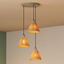 OSRAM Pendelleuchte Decor Raffia Plate Green 3-flammig aus Bast und Metall