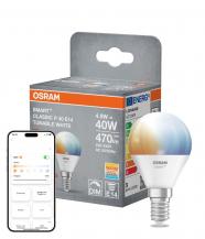 OSRAM E14 SMART+ MATTER LED-Lampe Miniball Tunable White 4,9W wie 40W dimmbar - kompatibel mit Alexa, Google Home, Matter über WiFi