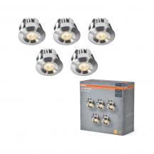 Osram 5er Set LED Mini Spot 6W 3000K Satin Nickel Einbaulampen IP44 - Einbaudurchmesser 30mm, Einbautiefe 35mm