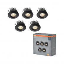 Osram 5er Set LED Mini Spot 6W 3000K Schwarz Einbaulampen IP44 - Einbaudurchmesser 30mm, Einbautiefe 35mm