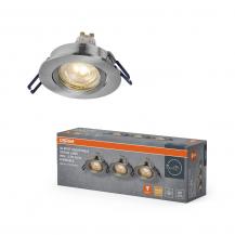 3er Set OSRAM GU10 3,7W LED Spot Set Recess Click Dim Satin Nickel 2700K IP20 Einbaustrahler -  Einbaudurchmesser 68mm, Einbautiefe 100mm