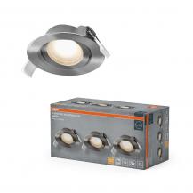 3er Set OSRAM LED Spot Set Recess DIM 4,9W 827 120° Satin Nickel Einbaustrahler - Einbaudurchmesser 75mm, Einbautiefe 40mm