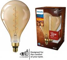 Philips E27 LED Filament Lampe im vintage Design 4,5W wie 28W 1800K extra warmweißes Licht - Bernstein/Gold