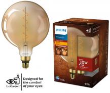 Philips E27 Filament LED Globe Kugel Lampe im vintage Design 4,5W wie 28W 1800K extra warmweißes Licht - Bernstein/Gold
