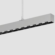 Siteco Silica 21 Hängeleuchte direkt/indirekt symmetrisch eng strahlend, ELDACON® L, Darklight-Reflektor, schwarz, Lichtfarbe 830, UGR ≤ 19, DALI 2, weißaluminium (RAL 9006)