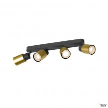 SLV 1008345 PURI 2.0 Tube, Wand- und Deckenaufbauleuchte, long, 4 x max. 6 W GU10, schwarz / gold