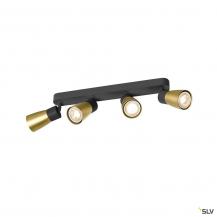 SLV 1008353 PURI 2.0 Dome, Wand- und Deckenaufbauleuchte, long, 4 x max. 6 W GU10, schwarz / gold
